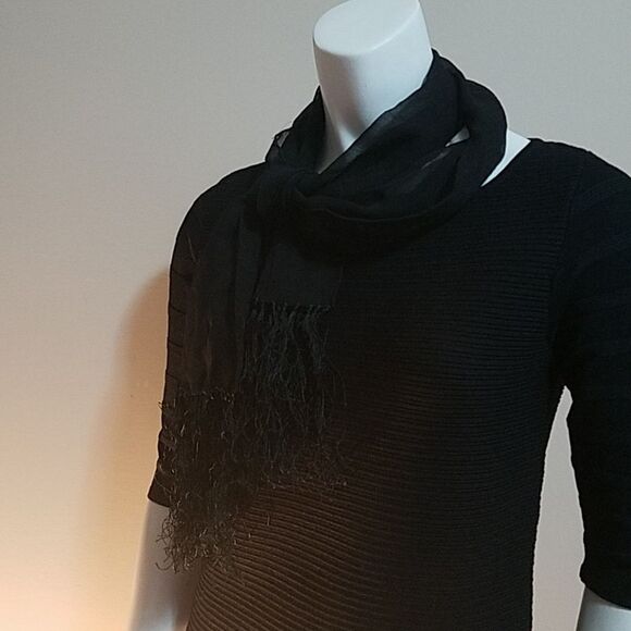 Black Sparkly Scarf with Tassels - Picture 1 of 4